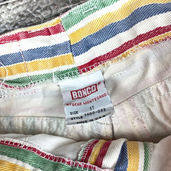 Vintage Bongo High Waist Striped Denim Jean Shorts Size 11 - Picture 5 of 5